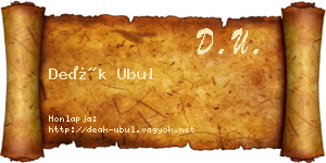 Deák Ubul névjegykártya